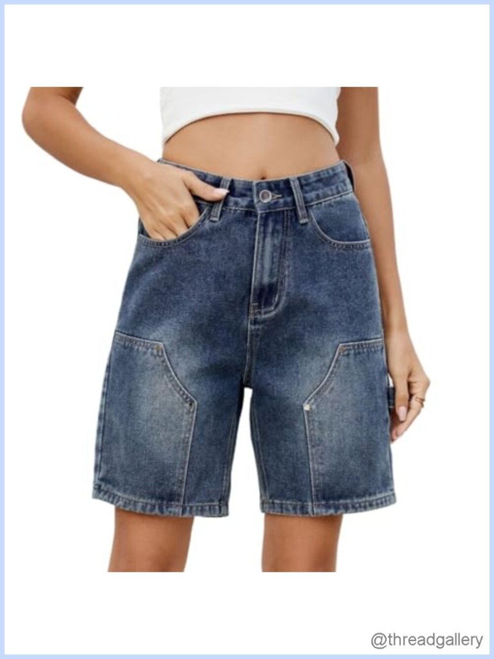 Baggy Knee Length Cargo Shorts High Waisted Loose Fit Streetwear